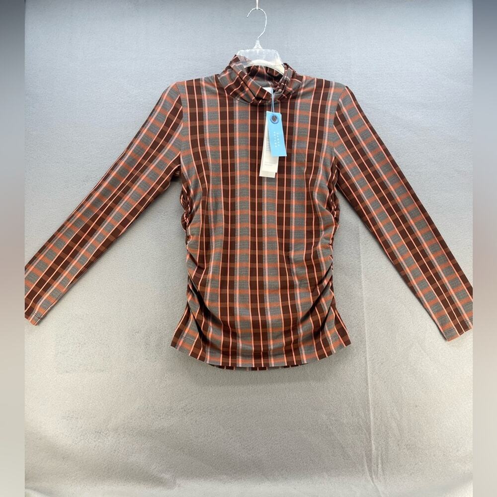 NWT Tanya Taylor Shelby Grid Print Organic Cotton Top Women’s Size Medium